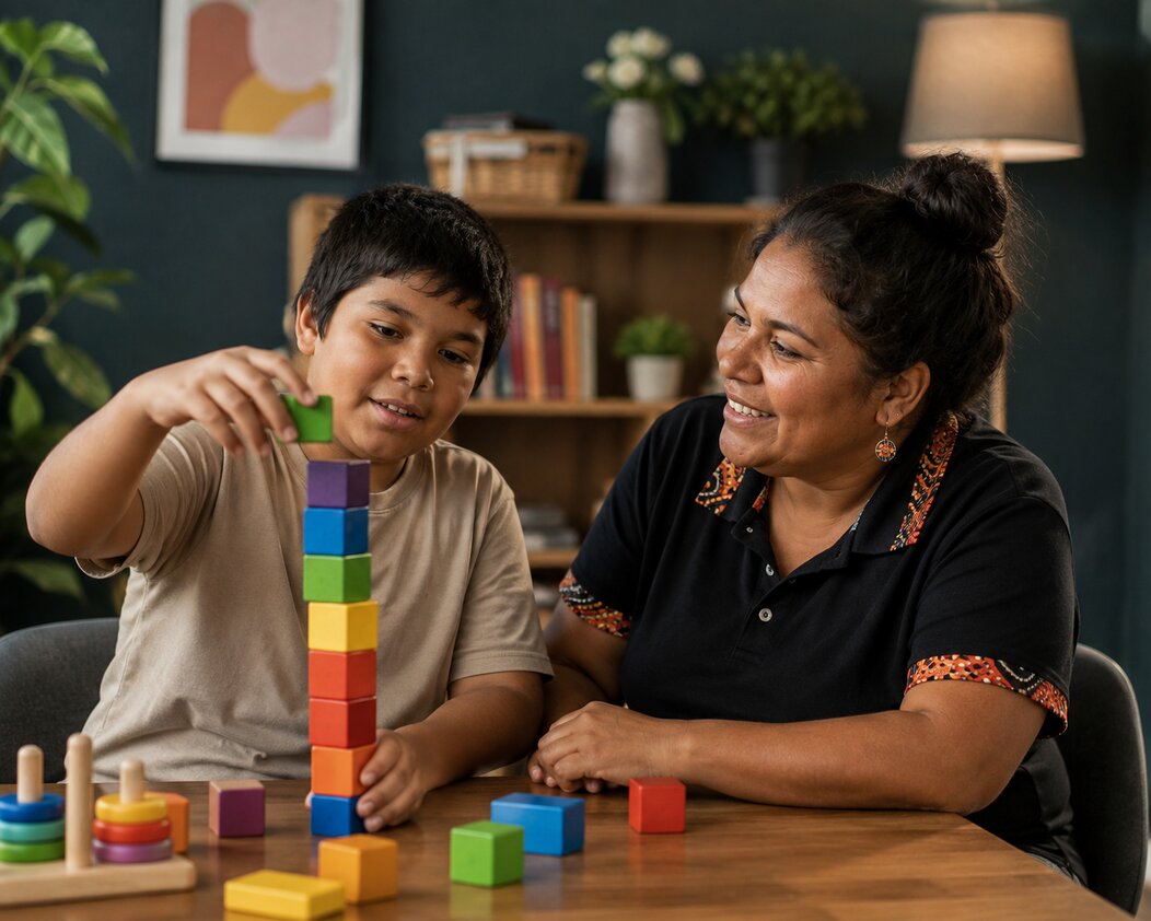 A participant and family discussing personalised support